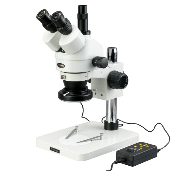 Amscope 7X-45X Trinocular Inspection Zoom Stereo Microscope With 144-LED 4-Zone Light SM-1TS-144A - main